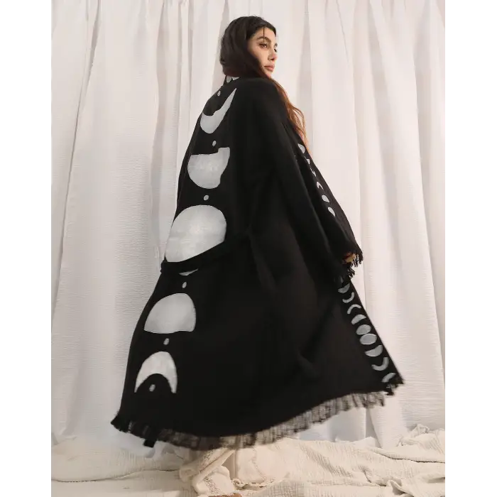 MOON TAHTA BASKILI MÜSLİN KİMONO