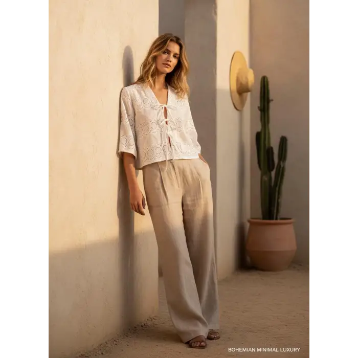 VUAL BRODE ÖNDEN BAĞLAMALI BLUZ