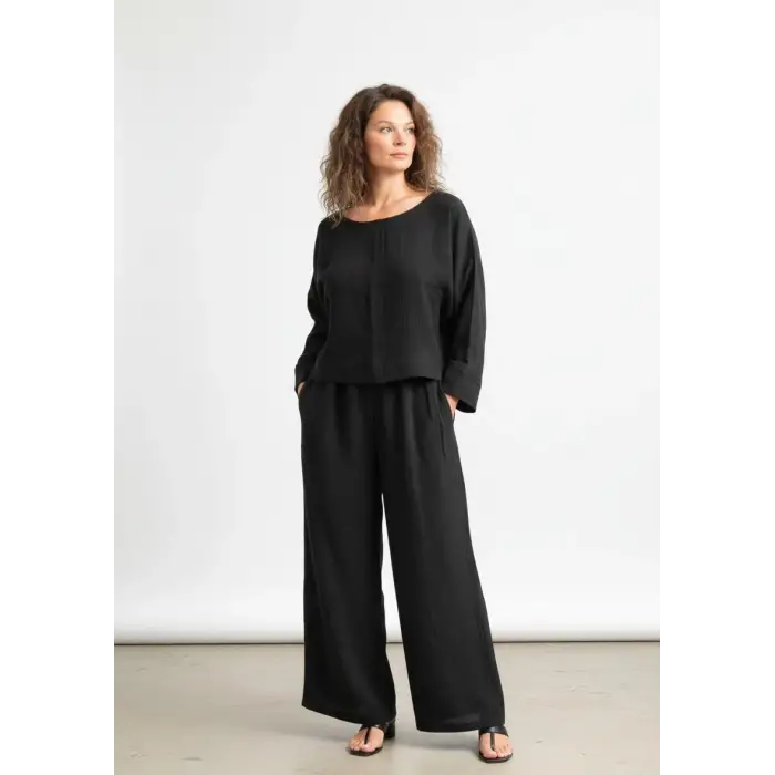 SOUL MÜSLİN BLUZ PANTOLON TAKIM / siyah