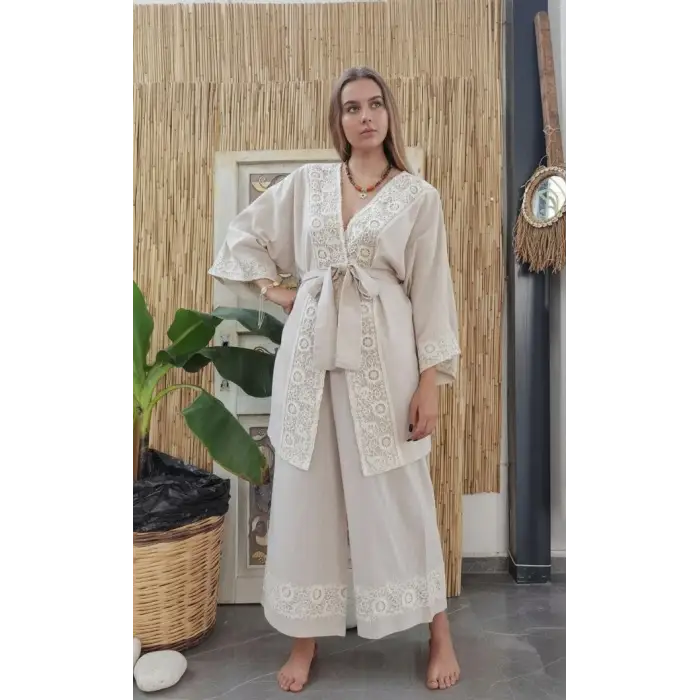 KUTAY KETEN KİMONO & PANTOLON TAKIN