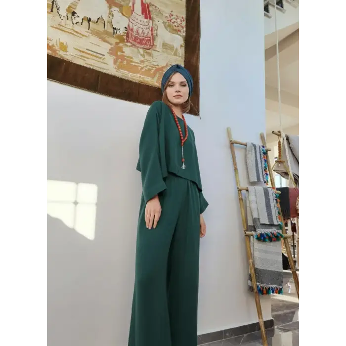 SOUL MÜSLİN BLUZ PANTOLON TAKIM /petrol