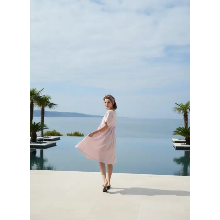 DALAMAN ŞİLE BEZİ ELBİSE / pembe