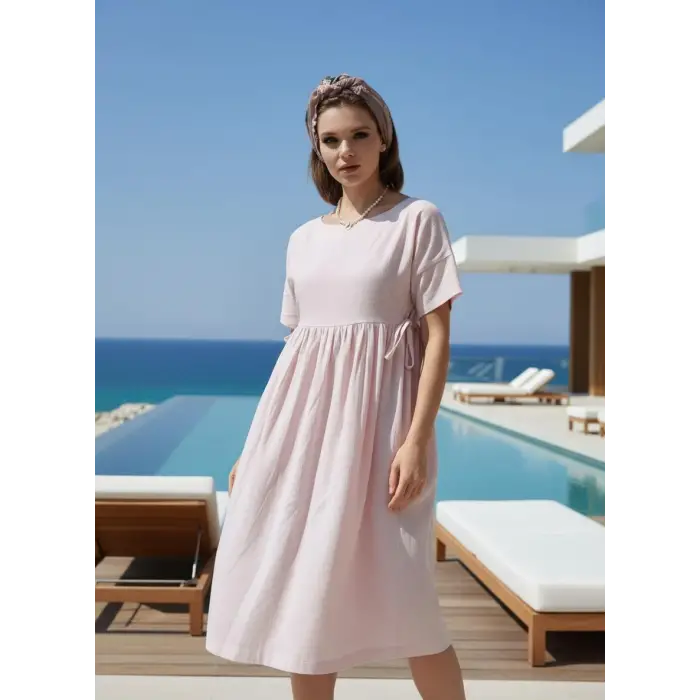 DALAMAN ŞİLE BEZİ ELBİSE / pembe