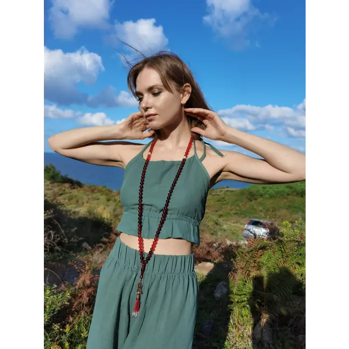 SUNA MÜSLİN BLUZ PANTOLON TAKIM / yeşil