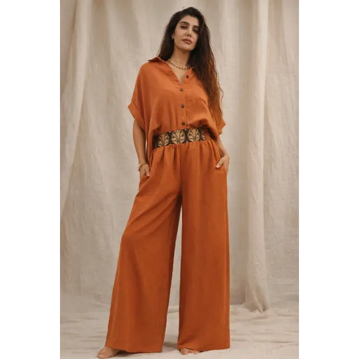 SAHRA BOHEM BOL PAÇA PANTOLON / Kiremit