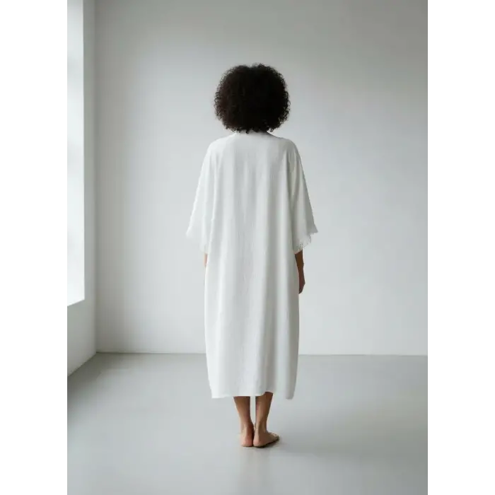 SWAN SALAŞ MÜSLİN KAFTAN / beyaz