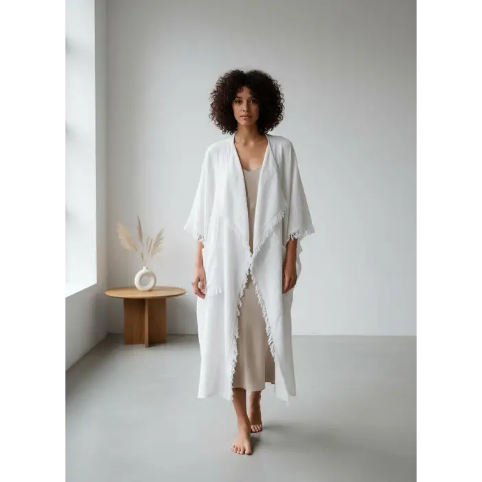 SWAN SALAŞ MÜSLİN KAFTAN / beyaz