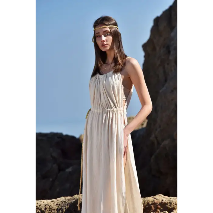 CLEOPATRA İP DETAYLI  ASKILI ELBİSE
