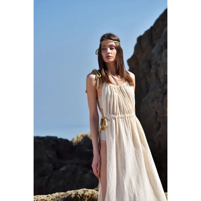 CLEOPATRA İP DETAYLI  ASKILI ELBİSE