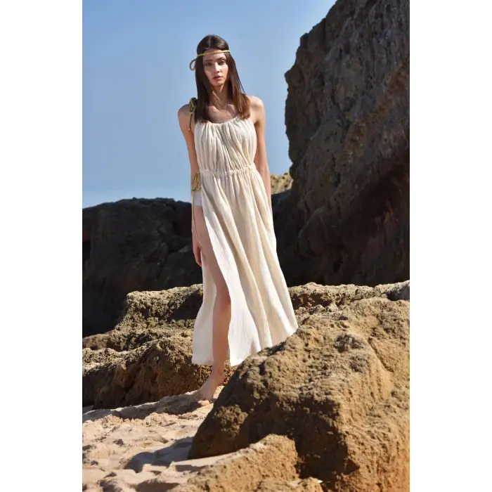 CLEOPATRA İP DETAYLI  ASKILI ELBİSE