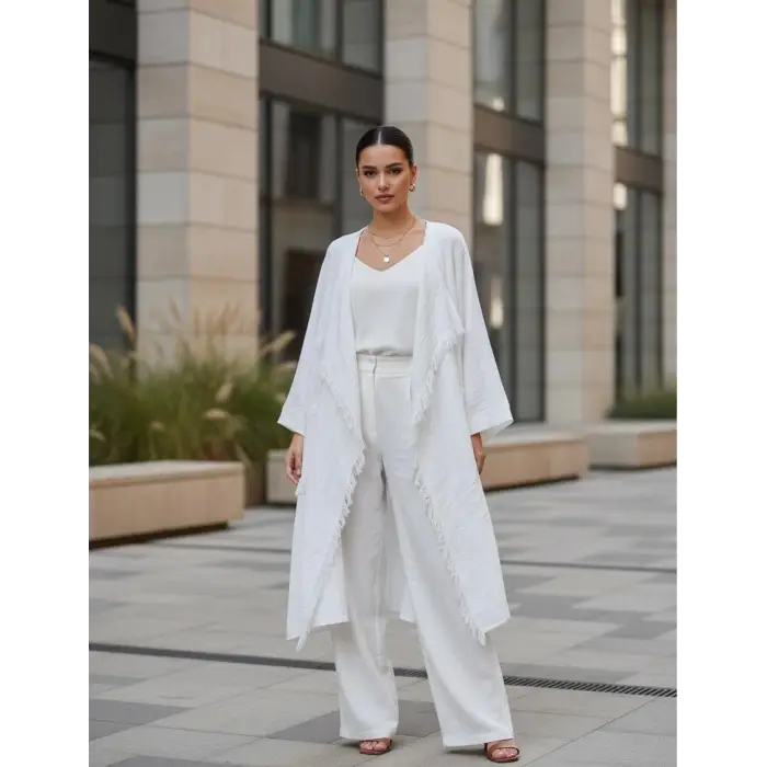 SWAN SALAŞ MÜSLİN KAFTAN / beyaz