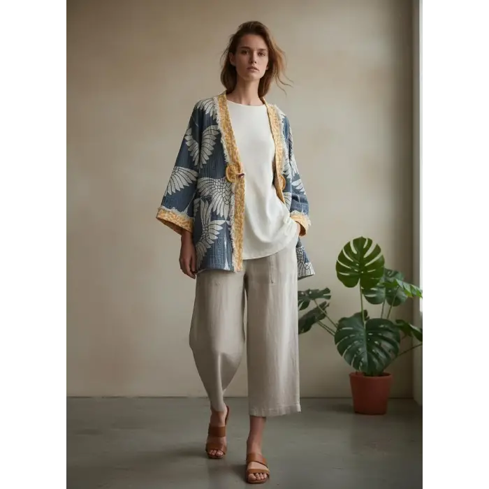 LAKLAKHAN JAKAR DOKUMA MÜSLİN KAFTAN HIRKA