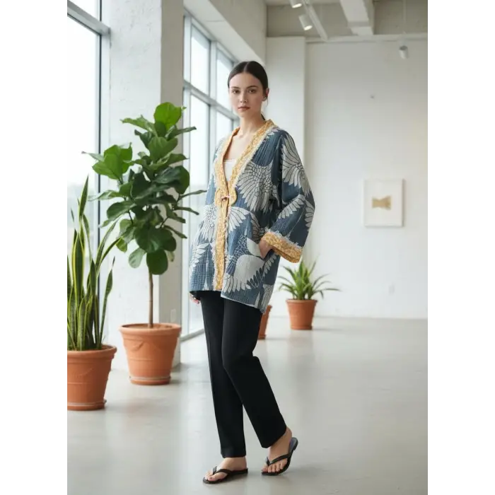 LAKLAKHAN JAKAR DOKUMA MÜSLİN KAFTAN HIRKA