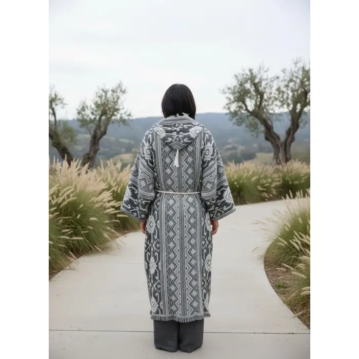 OTUKEN PAMUK KAPŞONLU BOHEM & ETNİK KİMONO KADIN