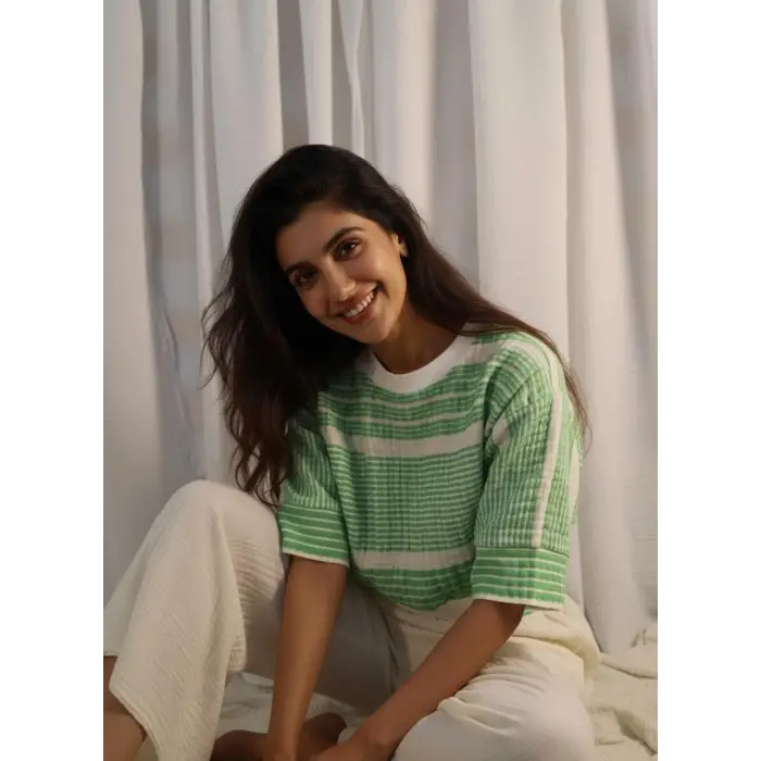 MUMBAI MÜSLİN CROP & PANTOLON TAKIM / Yeşil