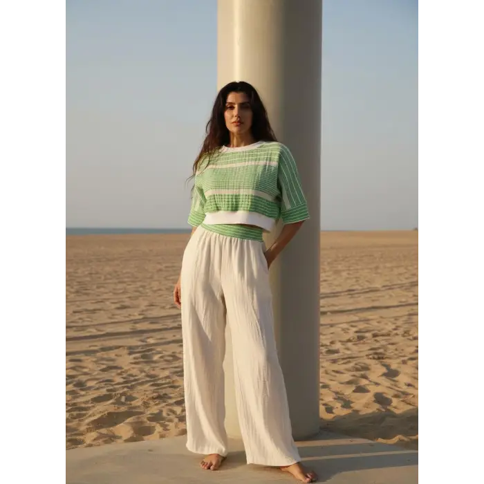 MUMBAI MÜSLİN CROP & PANTOLON TAKIM / Yeşil