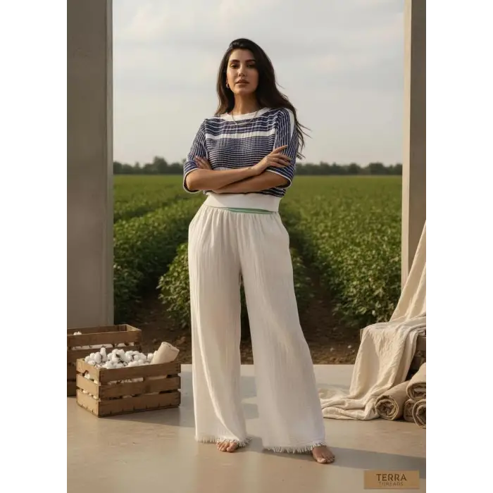 MUMBAI MÜSLİN CROP & PANTOLON TAKIM / Lacivert