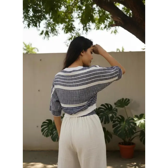 MUMBAI MÜSLİN CROP & PANTOLON TAKIM / Lacivert