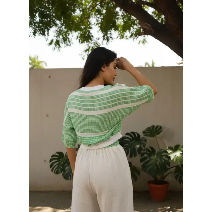 MUMBAI MÜSLİN CROP & PANTOLON TAKIM / Yeşil