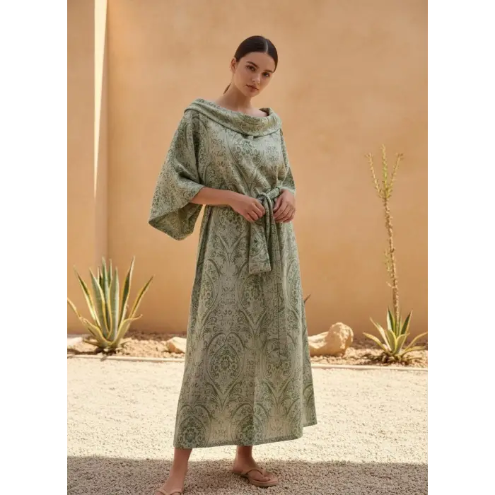 FRESKO JAKAR DOKUMA PAMUK ELBİSE