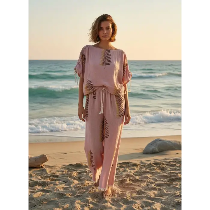 FERNS OMUZDAN BÜZGÜLÜ BLUZ & PANTOLON TAKIM