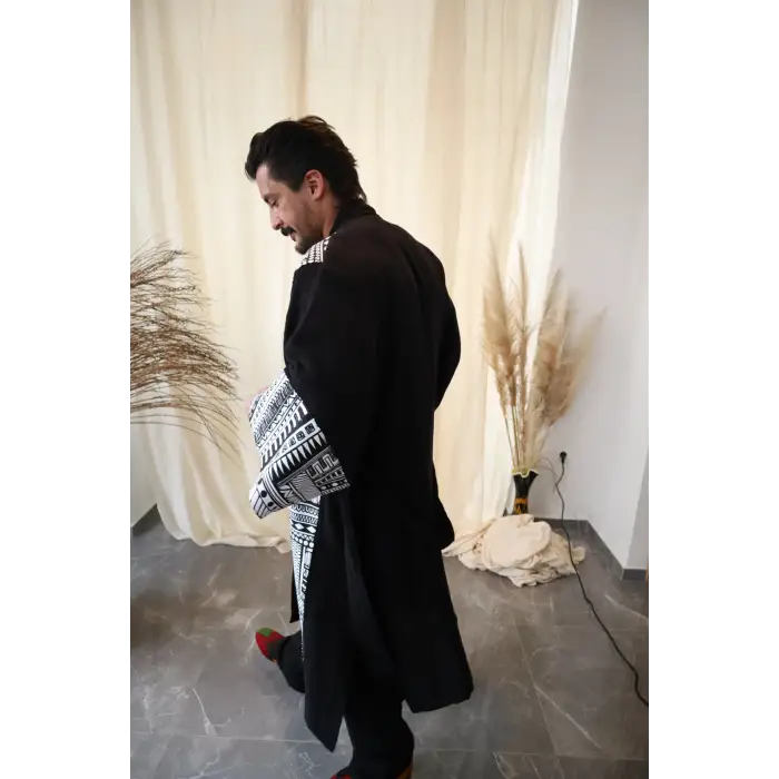 TRIBAL BORDÜR DETAYLI BOHEM MÜSLİN KAFTAN