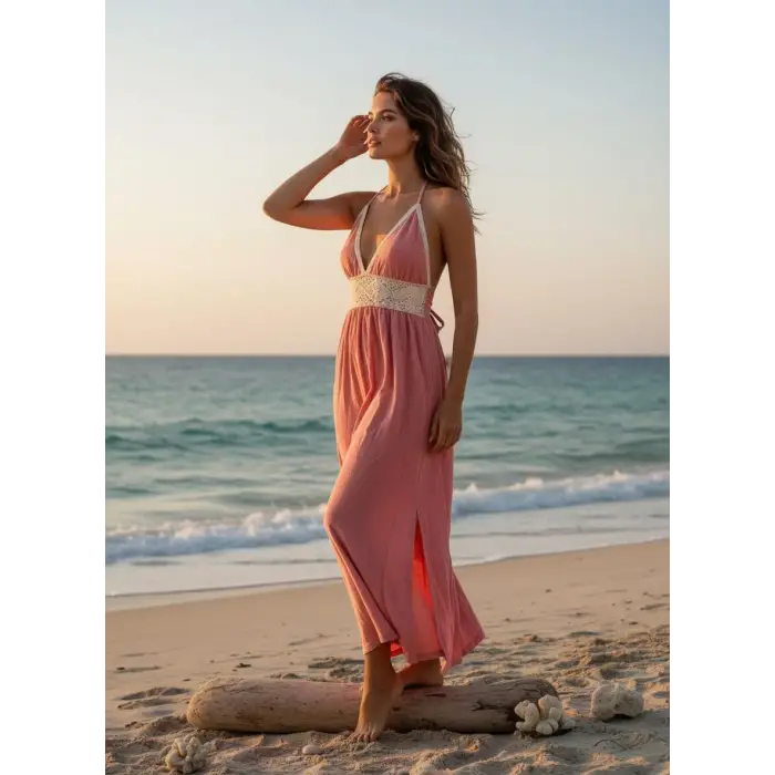 LİANA ŞİLE BEZİ ELBİSE / mercan