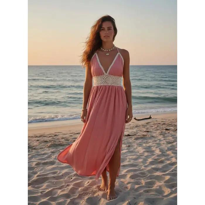 LİANA ŞİLE BEZİ ELBİSE / mercan