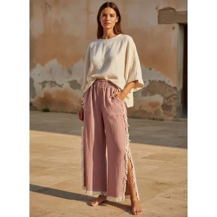 PÜSKÜLLÜ CRINCLE PANTOLON