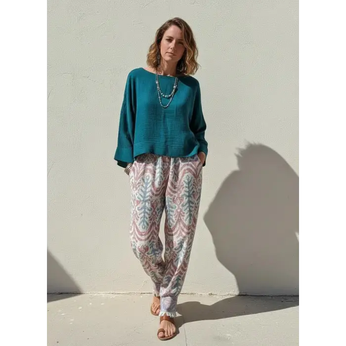 SELVİ JAKAR DOKUMA PAMUK PANTOLON