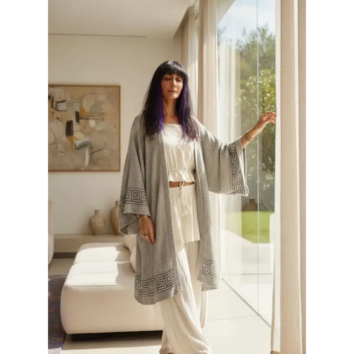 ANTADROS PAMUK DOKUMA GREEK DESEN KİMONO