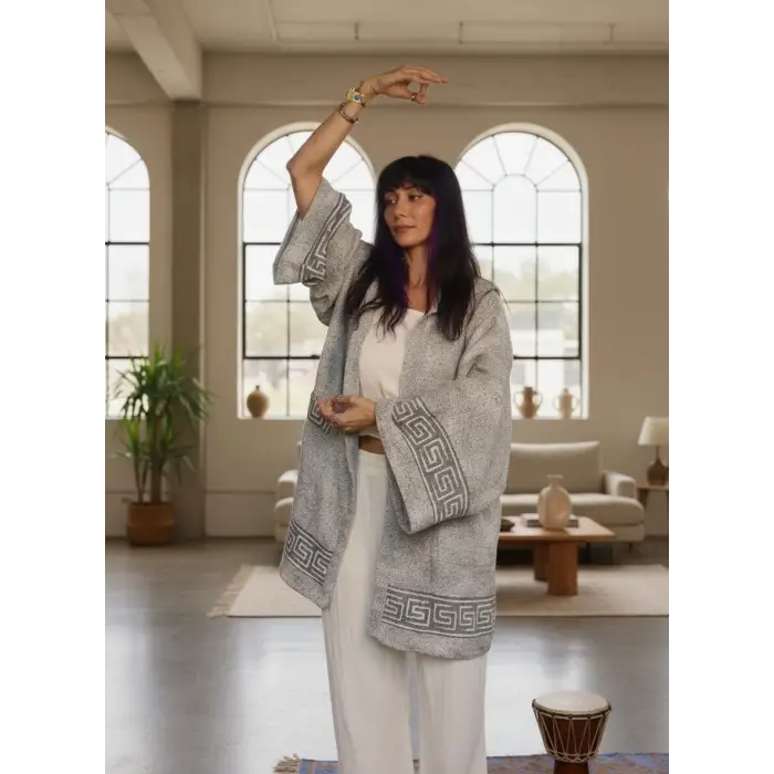 ANTADROS PAMUK DOKUMA GREEK DESEN KİMONO