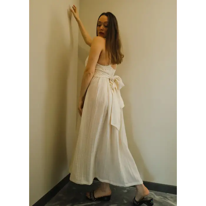 ARTENA ASKILI PAMUK DANTEL DETAYLI BOHO ELBİSE