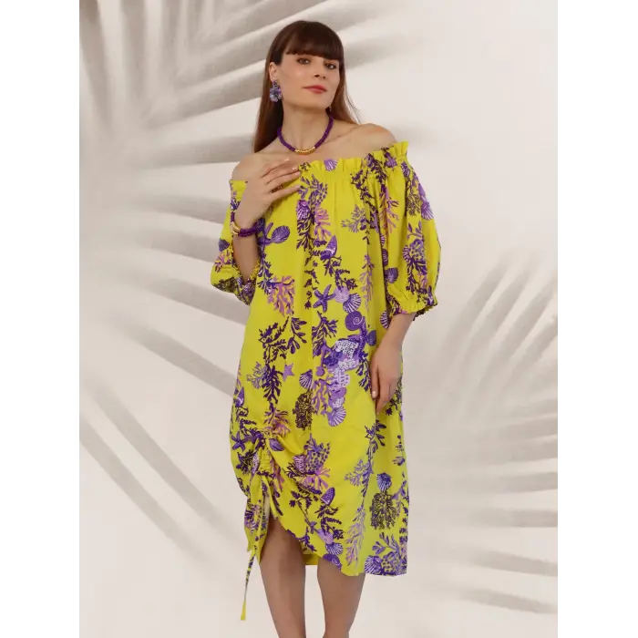 BALİ ETEĞİ BÜZGÜLÜ ELBİSE