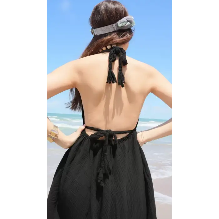 BEGONVILLE ASKILI  MÜSLİN MİNİ ELBİSE