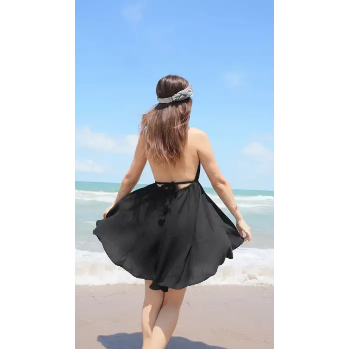 BEGONVILLE ASKILI  MÜSLİN MİNİ ELBİSE