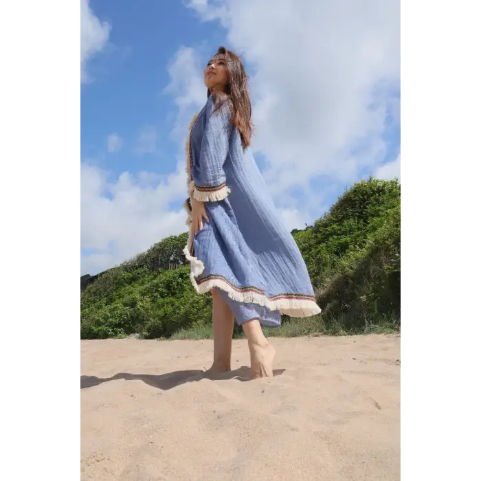 ASYA PAMUK PÜSKÜLLÜ BOHO KAFTAN
