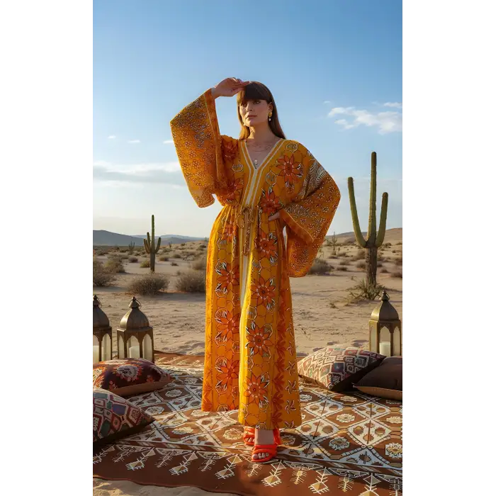 GİZA JAPONE KOLLU VİNTAGE ELBİSE