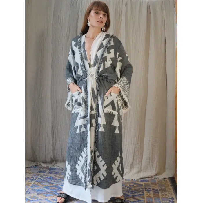 ANATOLIAN HERITAGE JAKAR DOKUMA MUSLİN KAFTAN