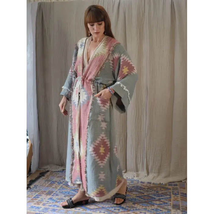 ANATOLIAN HERITAGE JAKAR DOKUMA MUSLİN KAFTAN