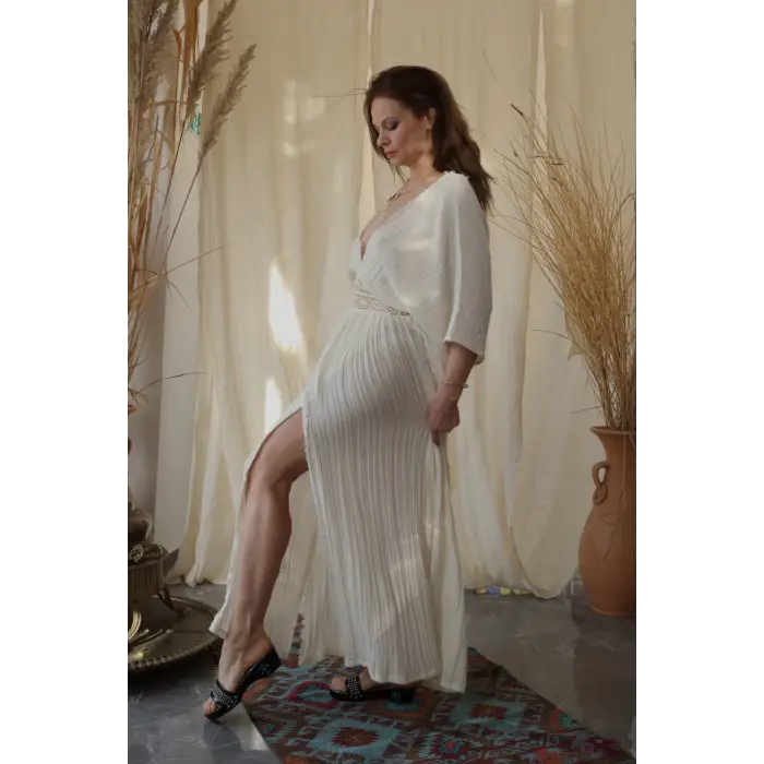 HELEN BELİ DANTELLİ MÜSLİN ELBİSE