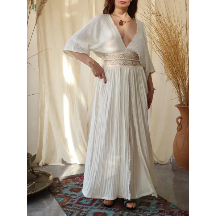 HELEN BELİ DANTELLİ MÜSLİN ELBİSE