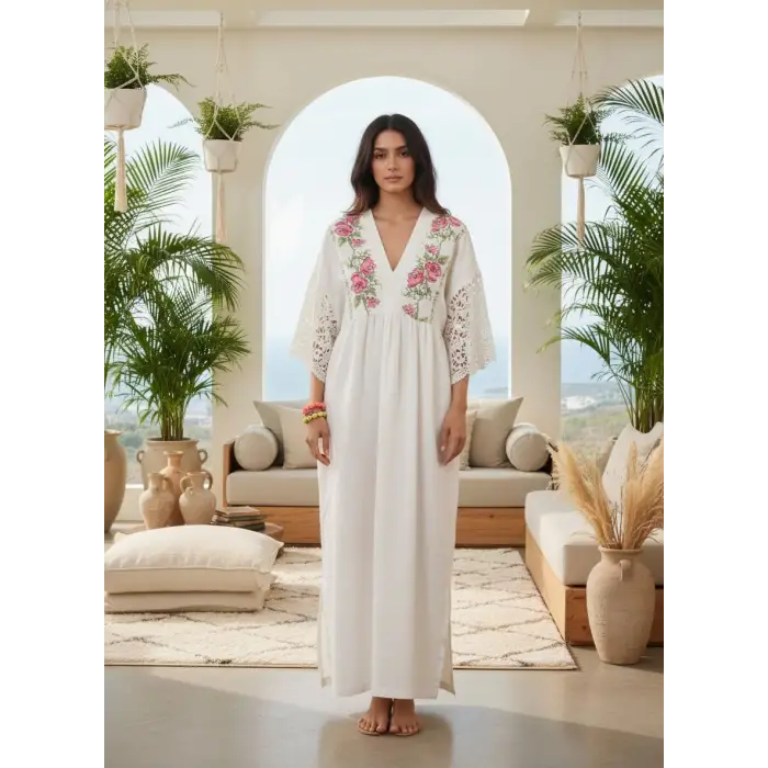 KANAVİÇE PAMUK DOKUMA ELBİSE