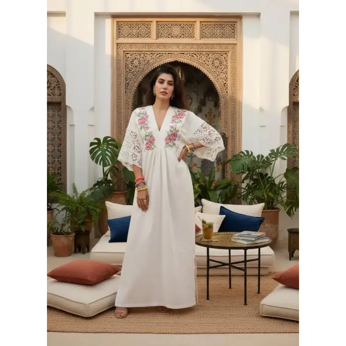 KANAVİÇE PAMUK DOKUMA ELBİSE