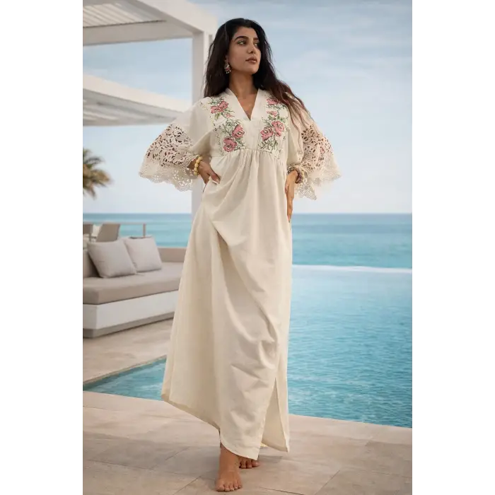 KANAVİÇE PAMUK DOKUMA ELBİSE