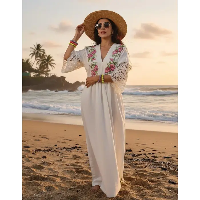 KANAVİÇE PAMUK DOKUMA ELBİSE