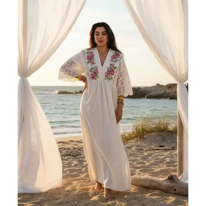 KANAVİÇE PAMUK DOKUMA ELBİSE