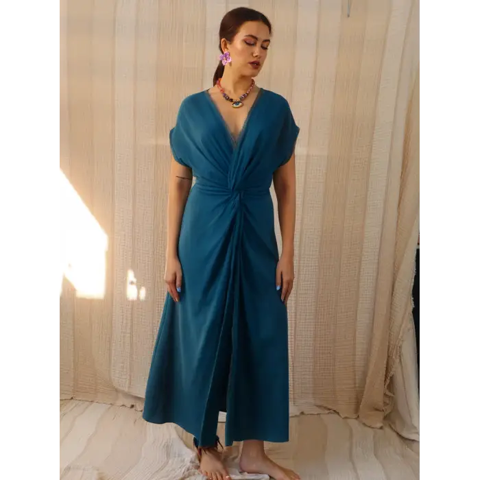 KARMA BELİ BURGULU ELBİSE