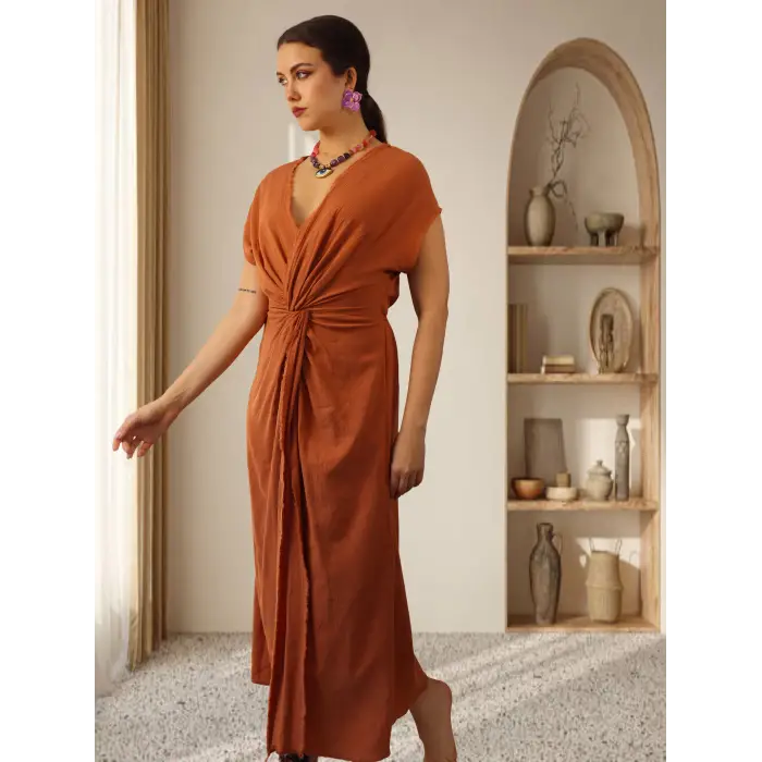 KARMA BELİ BURGULU ELBİSE