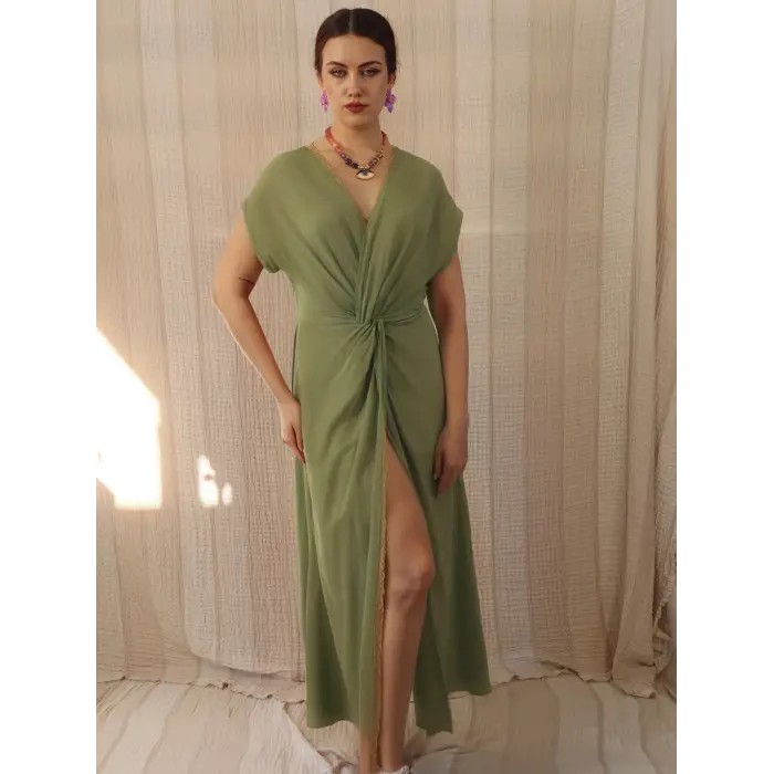 KARMA BELİ BURGULU ELBİSE